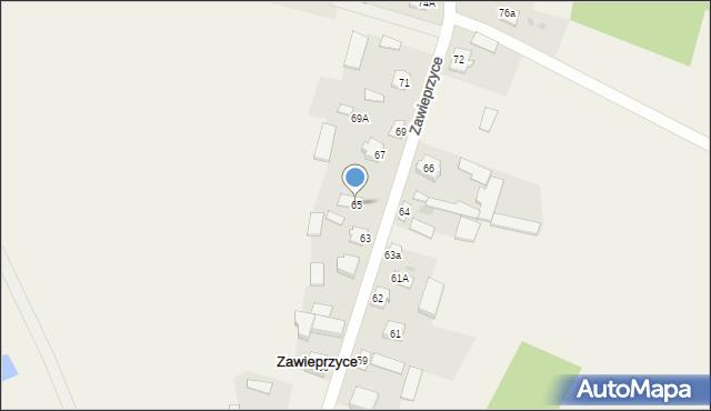 Zawieprzyce, Zawieprzyce, 65, mapa Zawieprzyce