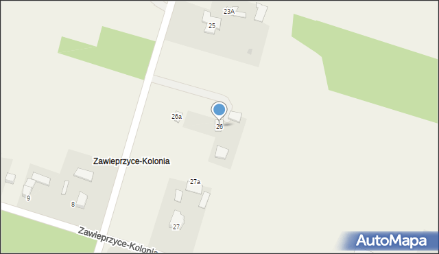Zawieprzyce-Kolonia, Zawieprzyce-Kolonia, 26, mapa Zawieprzyce-Kolonia