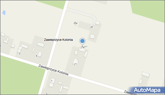 Zawieprzyce-Kolonia, Zawieprzyce-Kolonia, 27a, mapa Zawieprzyce-Kolonia