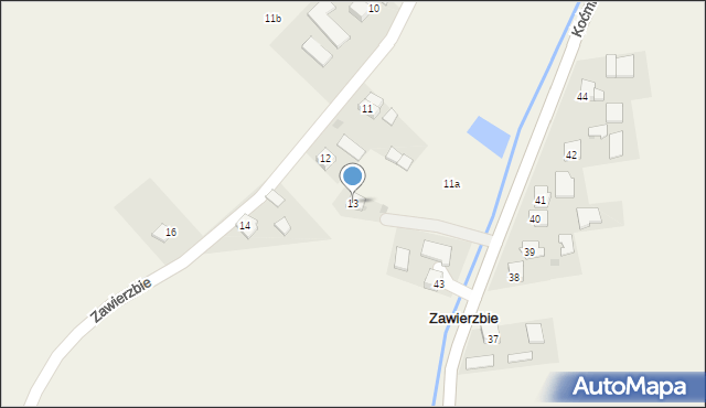 Zawierzbie, Zawierzbie, 13, mapa Zawierzbie