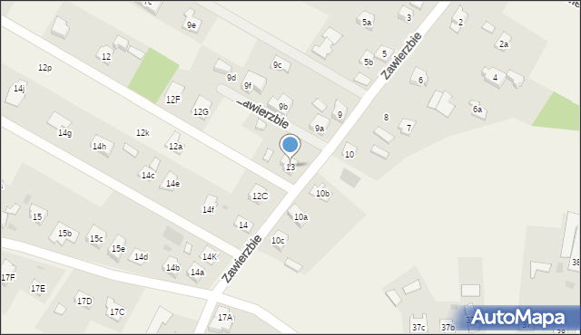 Zawierzbie, Zawierzbie, 13, mapa Zawierzbie