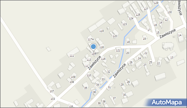 Zawiszyce, Zawiszyce, 115, mapa Zawiszyce