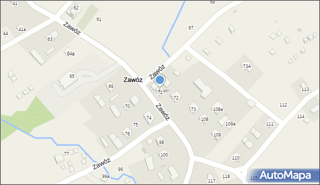 Zawóz, Zawóz, 71, mapa Zawóz