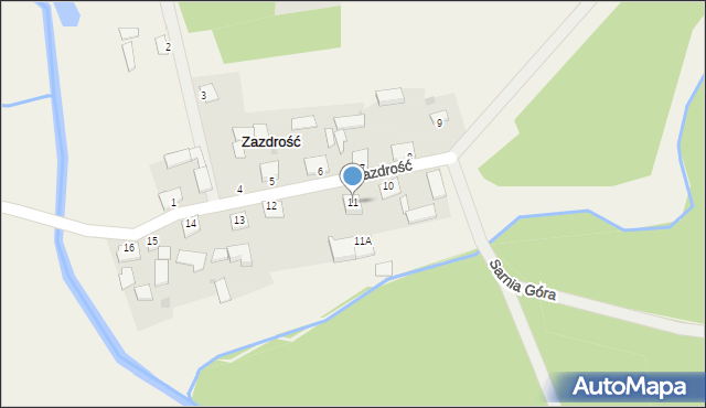 Zazdrość, Zazdrość, 11, mapa Zazdrość