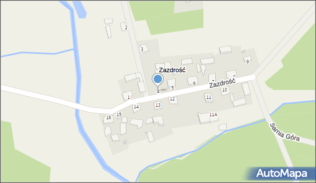 Zazdrość, Zazdrość, 4, mapa Zazdrość