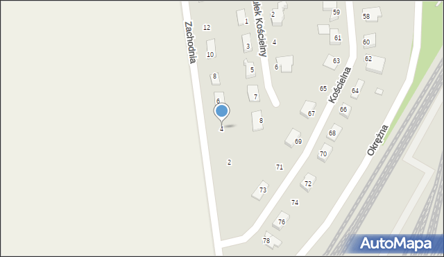 Zbąszynek, Zachodnia, 4, mapa Zbąszynek