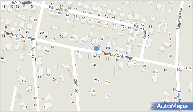 Zgierz, Zawiszy Czarnego, 74/76, mapa Zgierz