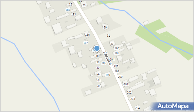 Zielkowice, Zarzeka, 36, mapa Zielkowice