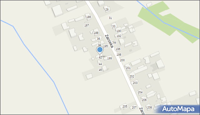 Zielkowice, Zarzeka, 42, mapa Zielkowice