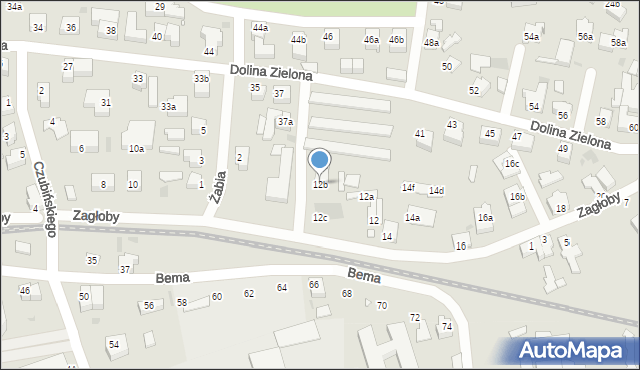 Zielona Góra, Zagłoby Jana Onufrego, 12b, mapa Zielona Góra