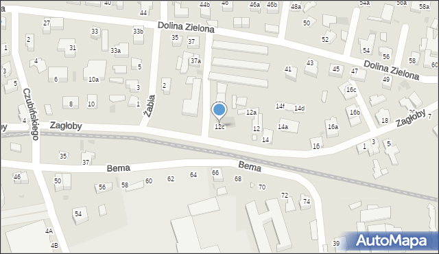 Zielona Góra, Zagłoby Jana Onufrego, 12c, mapa Zielona Góra