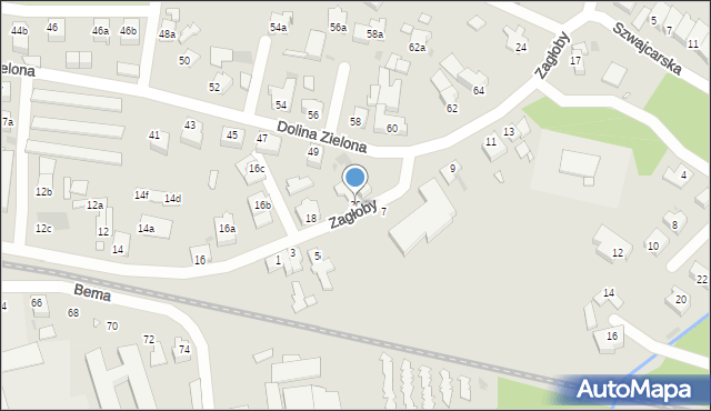 Zielona Góra, Zagłoby Jana Onufrego, 20, mapa Zielona Góra