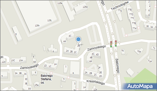 Zielona Góra, Zamoyskiego Jana, hetm., 2E, mapa Zielona Góra