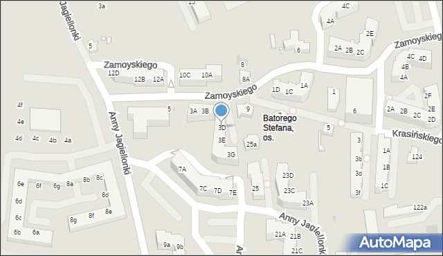 Zielona Góra, Zamoyskiego Jana, hetm., 3D, mapa Zielona Góra