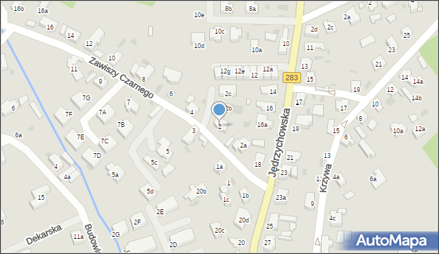 Zielona Góra, Zawiszy Czarnego, 2, mapa Zielona Góra