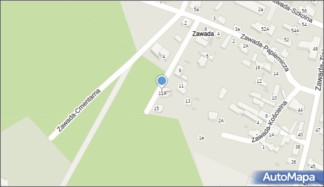 Zielona Góra, Zawada-Brzozowa, 11A, mapa Zielona Góra