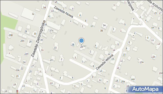 Zielona Góra, Zawada-Kręta, 2A, mapa Zielona Góra