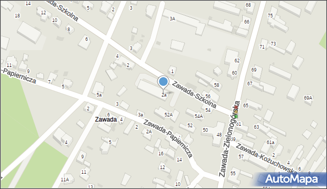 Zielona Góra, Zawada-Szkolna, 2a, mapa Zielona Góra