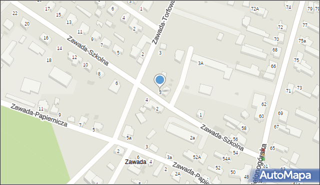 Zielona Góra, Zawada-Szkolna, 3, mapa Zielona Góra