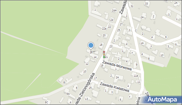 Zielona Góra, Zawada-Zielonogórska, 16, mapa Zielona Góra