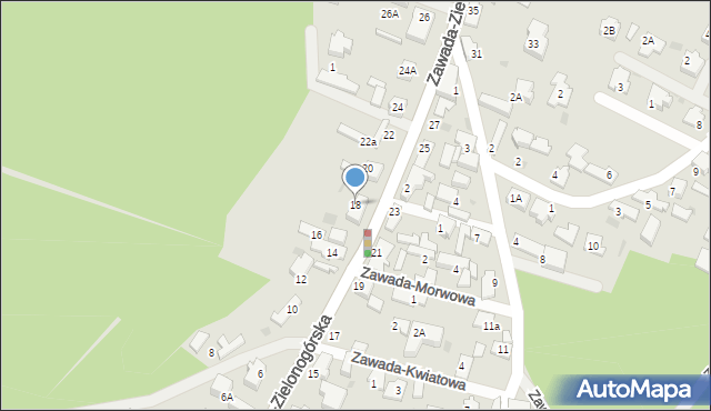 Zielona Góra, Zawada-Zielonogórska, 18, mapa Zielona Góra