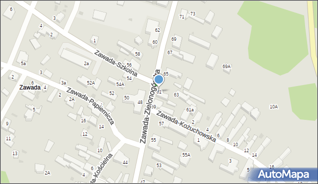 Zielona Góra, Zawada-Zielonogórska, 61, mapa Zielona Góra