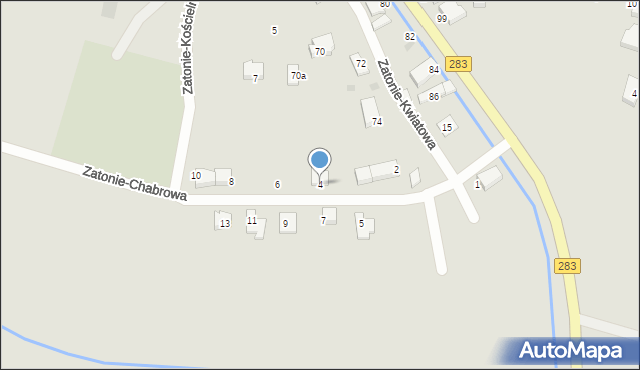 Zielona Góra, Zatonie-Chabrowa, 4, mapa Zielona Góra