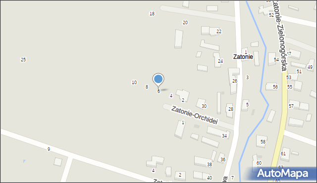 Zielona Góra, Zatonie-Orchidei, 6, mapa Zielona Góra
