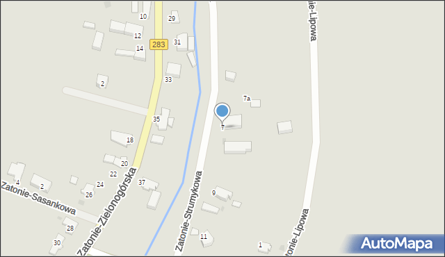 Zielona Góra, Zatonie-Strumykowa, 7, mapa Zielona Góra