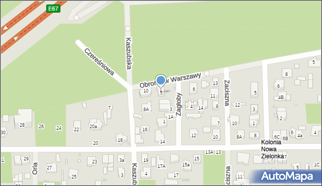 Zielonka, Zagłoby Jana Onufrego, 5, mapa Zielonka