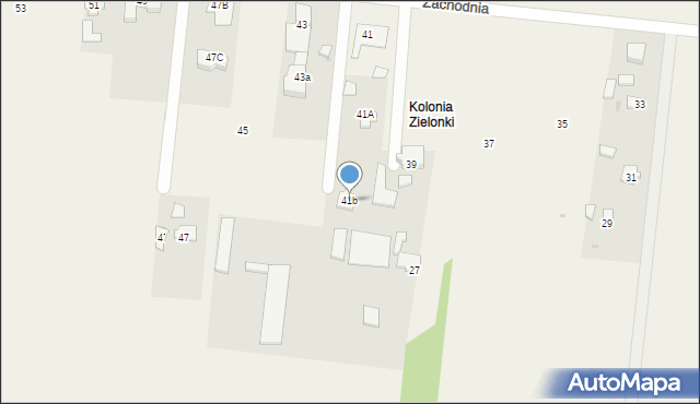 Zielonki-Parcela, Zachodnia, 41b, mapa Zielonki-Parcela