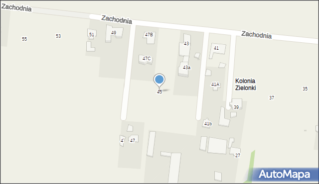 Zielonki-Parcela, Zachodnia, 45, mapa Zielonki-Parcela
