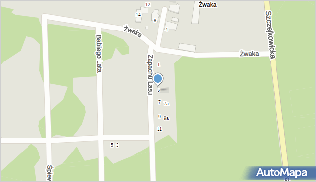 Żory, Zapachu Lasu, 5, mapa Żor