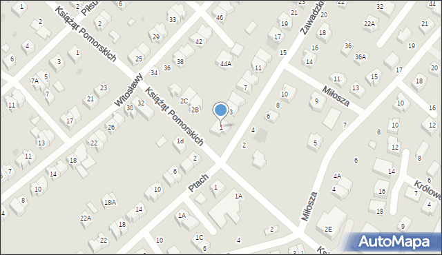 Żukowo, Zawadzkiego, 1, mapa Żukowo