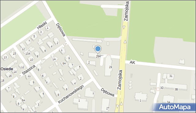 Zwierzyniec, Zamojska, 29A, mapa Zwierzyniec