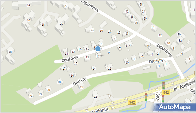 Bielsko-Biała, Zbożowa, 11, mapa Bielsko-Białej