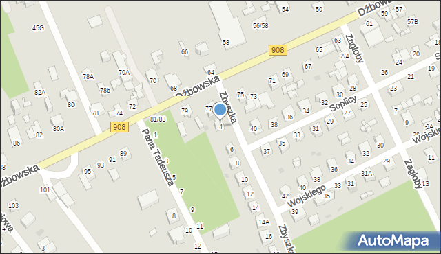 Częstochowa, Zbyszka, 4, mapa Częstochowy