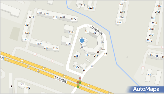 Gdynia, Zbożowa, 28, mapa Gdyni