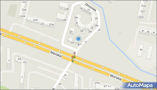 Gdynia, Zbożowa, 30, mapa Gdyni