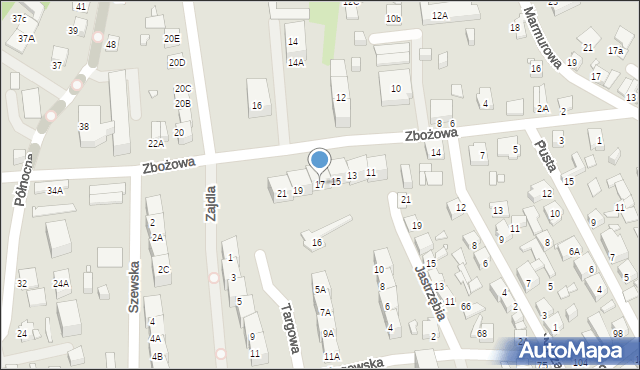 Katowice, Zbożowa, 17, mapa Katowic