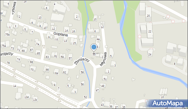 Kraków, Zbrojarzy, 55, mapa Krakowa