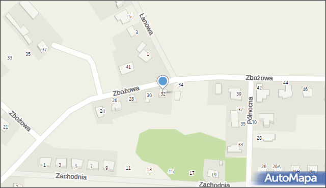 Kruszyn, Zbożowa, 32, mapa Kruszyn