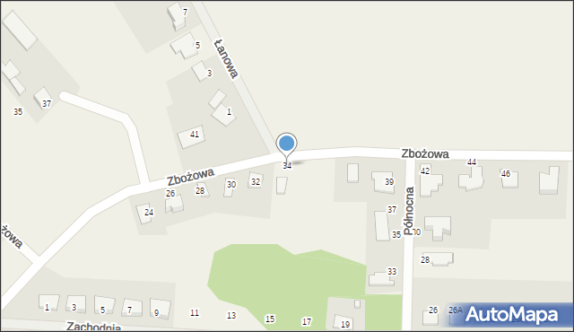 Kruszyn, Zbożowa, 34, mapa Kruszyn