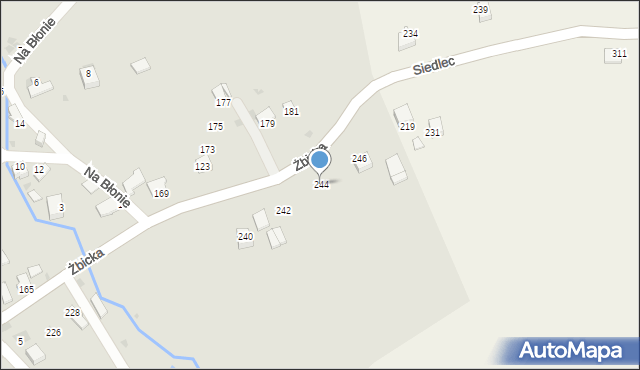 Krzeszowice, Żbicka, 244, mapa Krzeszowice