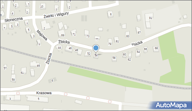 Krzeszowice, Żbicka, 54, mapa Krzeszowice