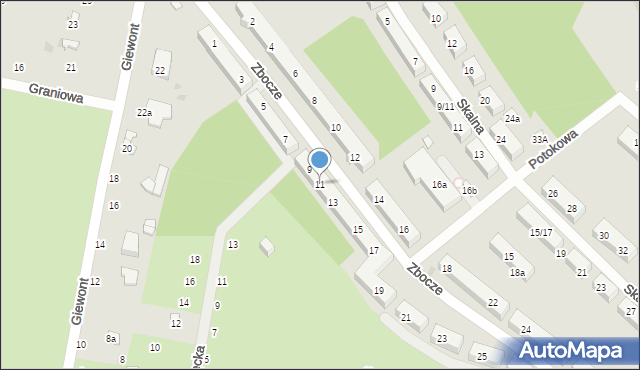 Łódź, Zbocze, 11, mapa Łodzi