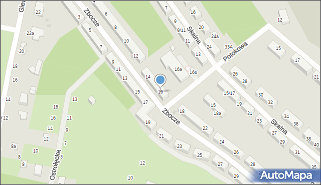 Łódź, Zbocze, 16, mapa Łodzi