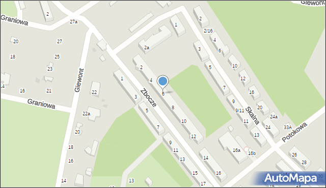 Łódź, Zbocze, 6, mapa Łodzi