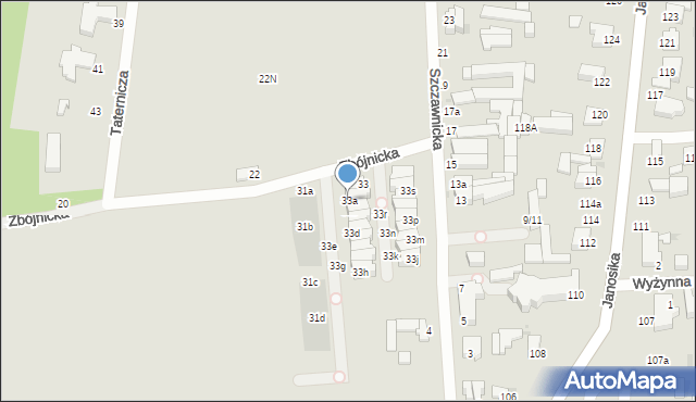 Łódź, Zbójnicka, 33a, mapa Łodzi