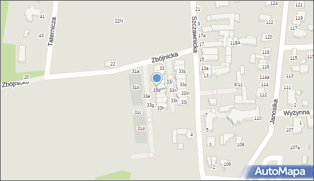 Łódź, Zbójnicka, 33d, mapa Łodzi